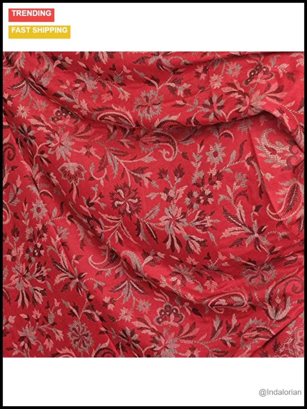 Reversible Jamawar Wool Shawl Floral Wrap Pashmina